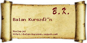 Balan Kurszán névjegykártya